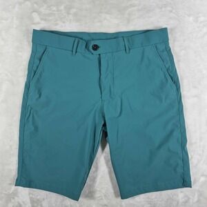 Greyson Montauk Shorts Men's 34 Teal 10" Inseam Golf Chino Stretch Performance